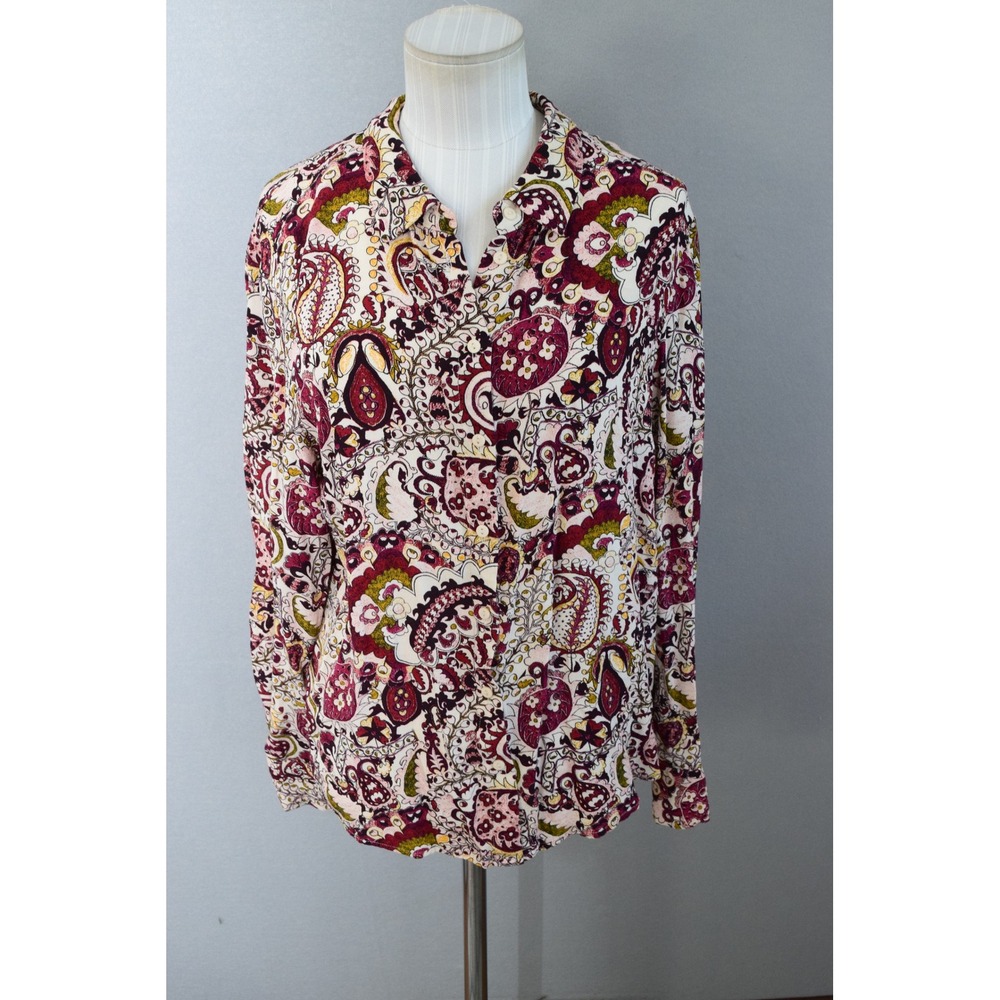 ba&sh Zeli Shirt US 8 Ecru Paisley Floral Long Sleeve Blouse Womens French Chic